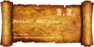 Matkó Mályva névjegykártya